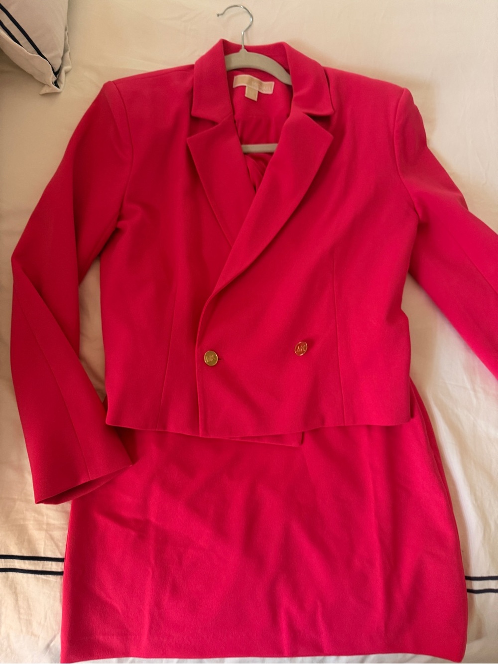 MICHAEL Michael Kors Hot Pink Double-Breasted Blazer and Skirt Set